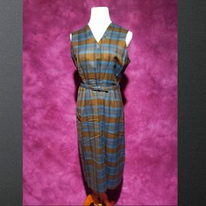 Vintage Merino Wool Plaid Pinafore Dress